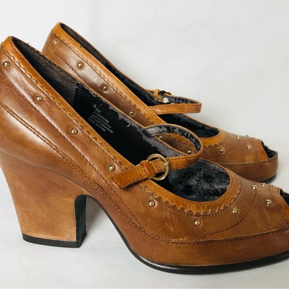 COLDWATER Creek Women’s High Heels Aerosoles Sz 6M Brown Leather Peep Toe S03 - Picture 4 of 13
